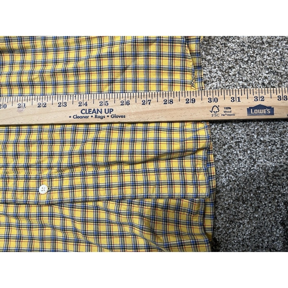 Ralph Lauren Mens XL Classic Fit Plaid Button Down Shirt Yellow Blue Pony Logo - Picture 7 of 8